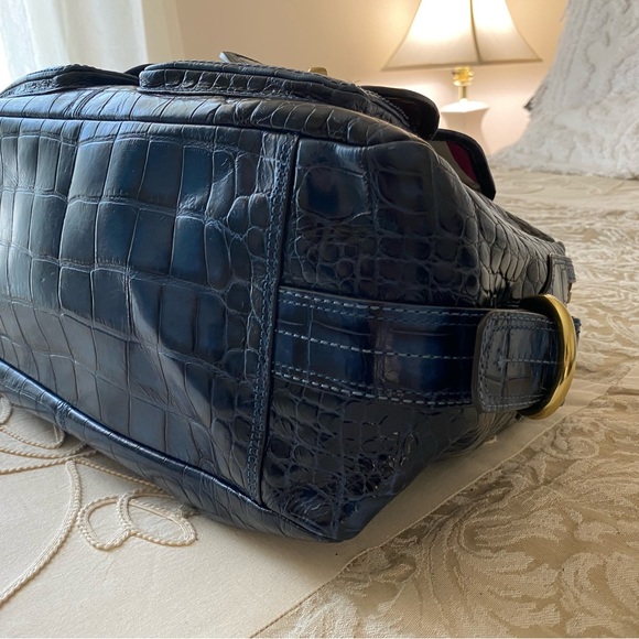 Coach RARE VINTAGE Blue Croc Embossed Legacy Leather Satchel - Picture 5 of 16